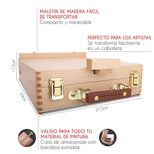 Kit Pintura con 34 piezas - 24 Tubos de Pintura Acrilica, 6 Pinceles Pintura, Lienzo para Pintar 24x30cm, 1 Caballete Pintura, Espátula y Paleta Pintura - imagen 3