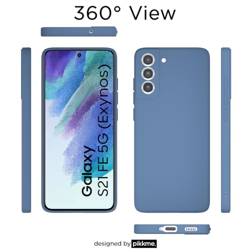 Image of Outlouders Back Cover for Samsung Galaxy S21 FE 5G | Camera Protection | Durable Soft Matte Silicone Bumper Case (Aqua Blue)
