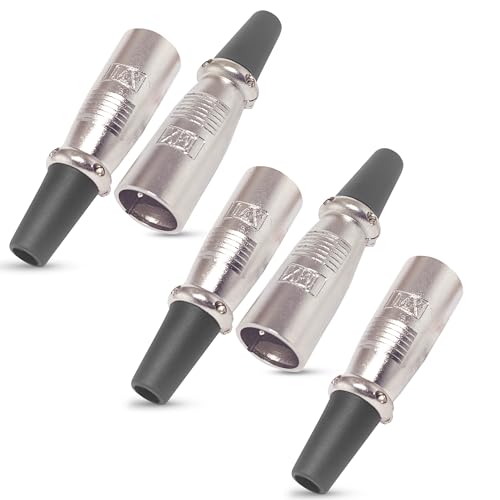 Image of MX 3 Pin XLR Microphone Connector pin Pure Copper Nickel Plated Pins1 for High Conductivity microphone (4-Pin XLR Male, 1881 PACK OF 4, Male Connector)