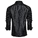 DiBanGu Silk Paisley Dress Shirts for Men Long Sleeve Button Down Shirt Casual Regular Fit Mens Shirts Wedding Party, Black, Medium