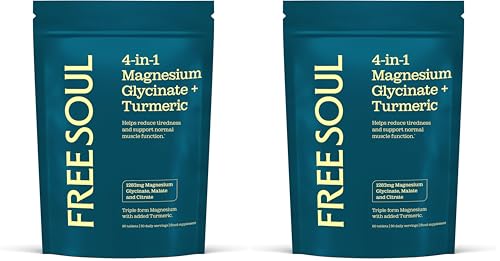 Magnesium Glycinate + Turmeric 4-in-1 Complex | Triple-Strength Magnesium Supplements with 1283mg, Bisglycinate, Citrate, Malate & 2000mg Turmeric | 90 Vegan Tablets | Gluten-Free (Pack of 2)