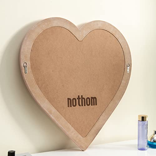 Nothom Pink Heart Mirror For Wall - Large 24 X 22.5 In Wooden Heart Shaped Wall Mirrors - Rustic Farmhouse Home Decor For Bedroom And Living Room - Pink Fancy Vanity Mirror #TOP6