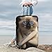 QSMBNET Travel Luggage Cover Cat on Blanket Spandex Suitcase Protector Washable Baggage Covers Fashion Elastic Scratch-Resistant Luggage Cover Protector Fits 18-32 Inch Luggage