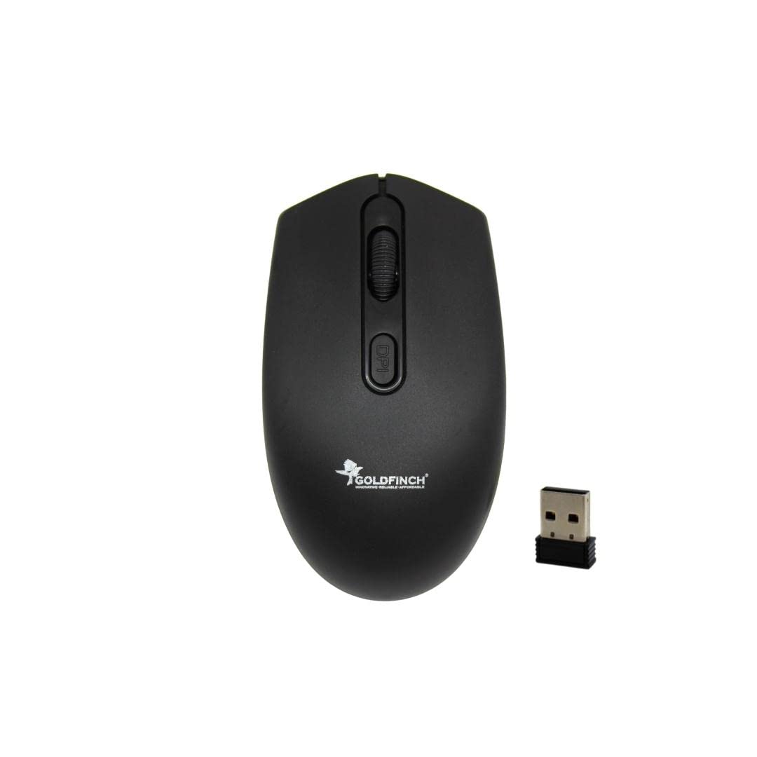 Goldfinch wireless mouse for laptop and office use with optical sensor and 10m wireless mouse with dpi (black)