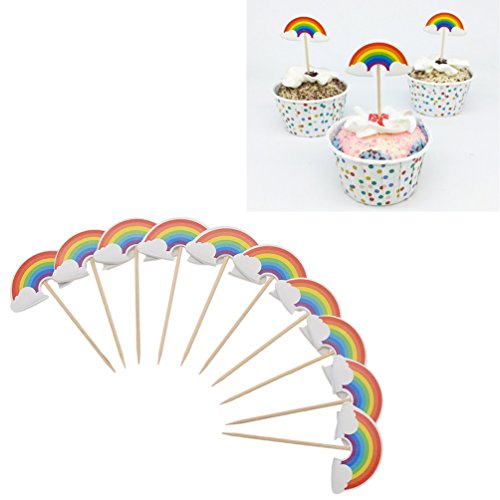 ynuth Cute Rainbow Cupcake Toppers Para cumpleaños, bodas y fiestasu00a0u0096u00a0Pack de 24