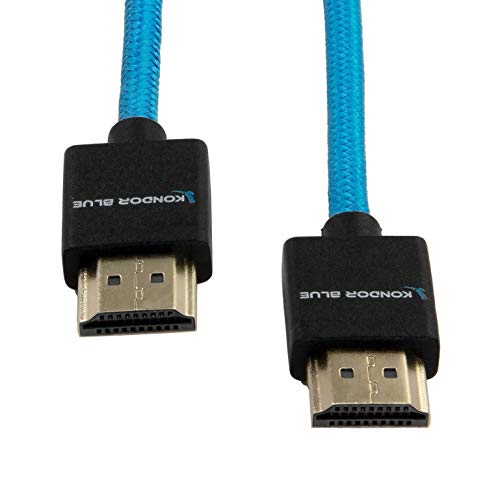 Kondor Blue 4K Full Hdmi Thin Straight Braided Cable For On-Camera Monitors, Capture Cards + More #TOP2