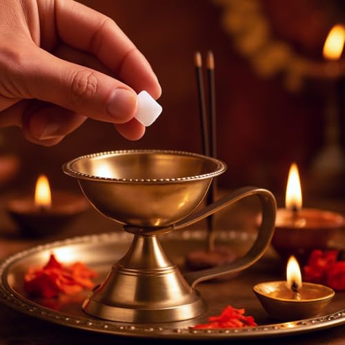 Image of Brass Kapoor Dani for Puja | Karpur Diya Kapoor Dani Brass with Handle | Brass Kapoor Diya for Puja | Kapur Diya for Aarti | Brass Kapoor Dani for Home Temple