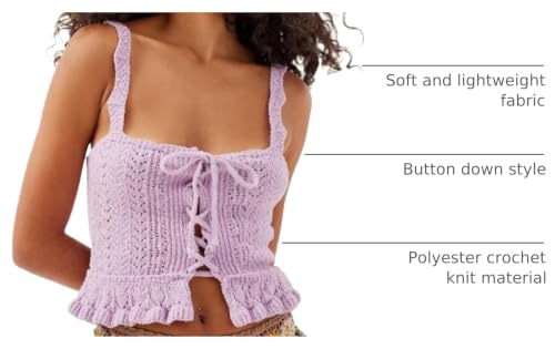 Image of HengShunRui Women Sleeveless Knit Vest Button Down Crochet Sweater Tank Top