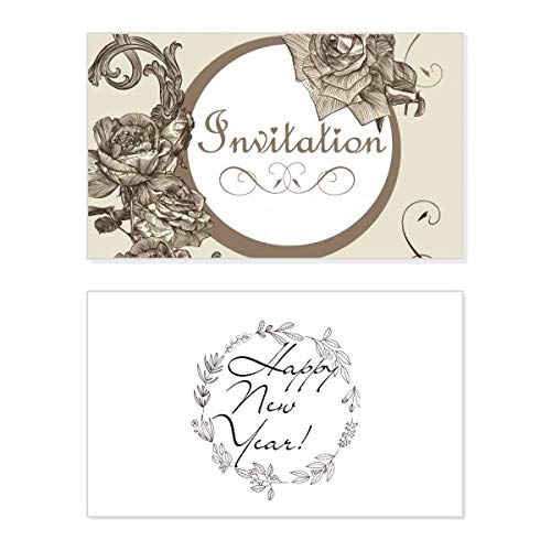 Tarjeta conmemorativa de año nuevo y felicitación vintage con rosas