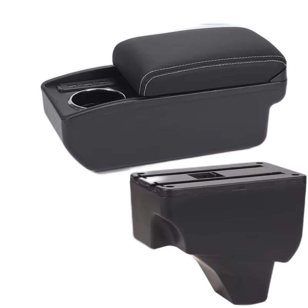 FSOZDBBPL For Peugeot 208 For Peugeot 2008 2019-2024 Car Armrest Box Storage Box Retrofit Parts Interior Parts(B3 Black white 6USB)