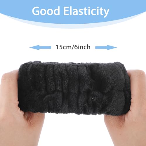Sibba 3Pcs Sponge Spa Headband for Women, Soft Makeup Headband and Wrist Washband Set Skincare Headbands, Terry Cloth Bubble Hairband for Face Washing, Makeup Removal, Spa, Yoga, Sports, Shower(Black) - Image 4