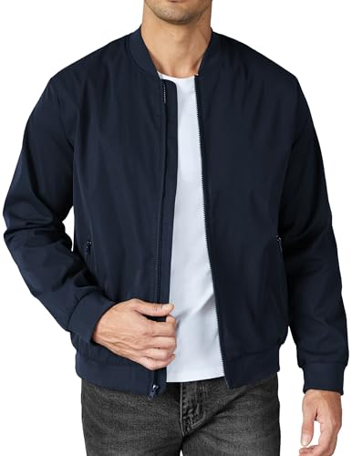 Consejos para Comprar Ropa Azul Marino al mejor precio. 46 COOFANDY - chamarra bomber para hombre, ligera, casual, elegante, ligera, cortavientos, Azul marino, M