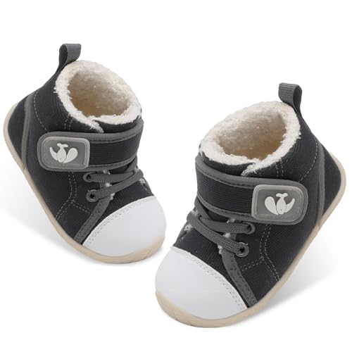 Image of FEETCITY Baby Boots Boys Girls Infant Slippers Cozy Fleece Boots First Walking Shoes Warm Socks Newborn Crib Shoes