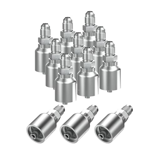 Image of 12PCS 3 /8 inch JIC 37 Male Hydraulic Hose Fittings, Hydraulic Hose Crimp Fitting Ends for Air Hose Repair Kit