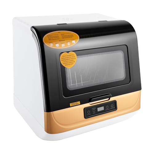 Lave Vaisselle 45cm Pose Libre, 4-6 Couverts, 3 Programmes (Rapide/Normal/Intensif), Séchage Condensation, Installation Facile, pour Cuisine Petits Espaces,...