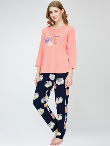 Image of ZEYO Night Suit for Women's Printed Cotton Night Dress of Top and Pajama Set (Available in Plus Size)