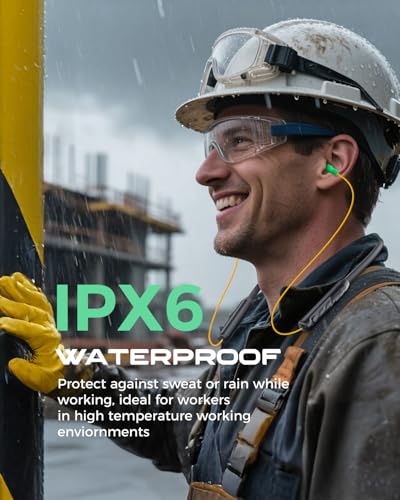 Image of MIPEACE Bluetooth Earplug Headphones, Neckband Wireless Earbuds earplugs-29db Noise Reduction isolating in-Ear earplug Earphones and Controls,IPX5 sweatproof,19+Hour Battery(Yellow & Green)