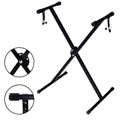 Glarry Adjustable Metal Music Keyboard Electric Piano X Stand Standard Rack
