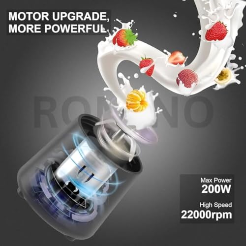 Image of HIC Kitchen Portable Juicer Blender USB Rechargeable Foldable Football Smoothie Maker with 6 Stainless Steel Blades, Personal Juice Mixer Shake Maker for Gym Travel Office Home (Multicolor)