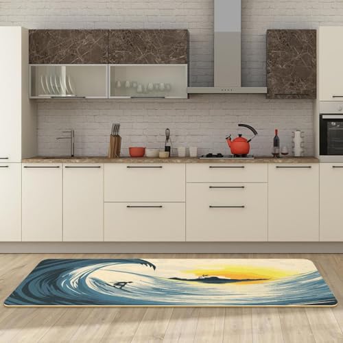 Alfombrillas de cocina para pasillo y cuarto de lavado con diseño surfero absorbente 3