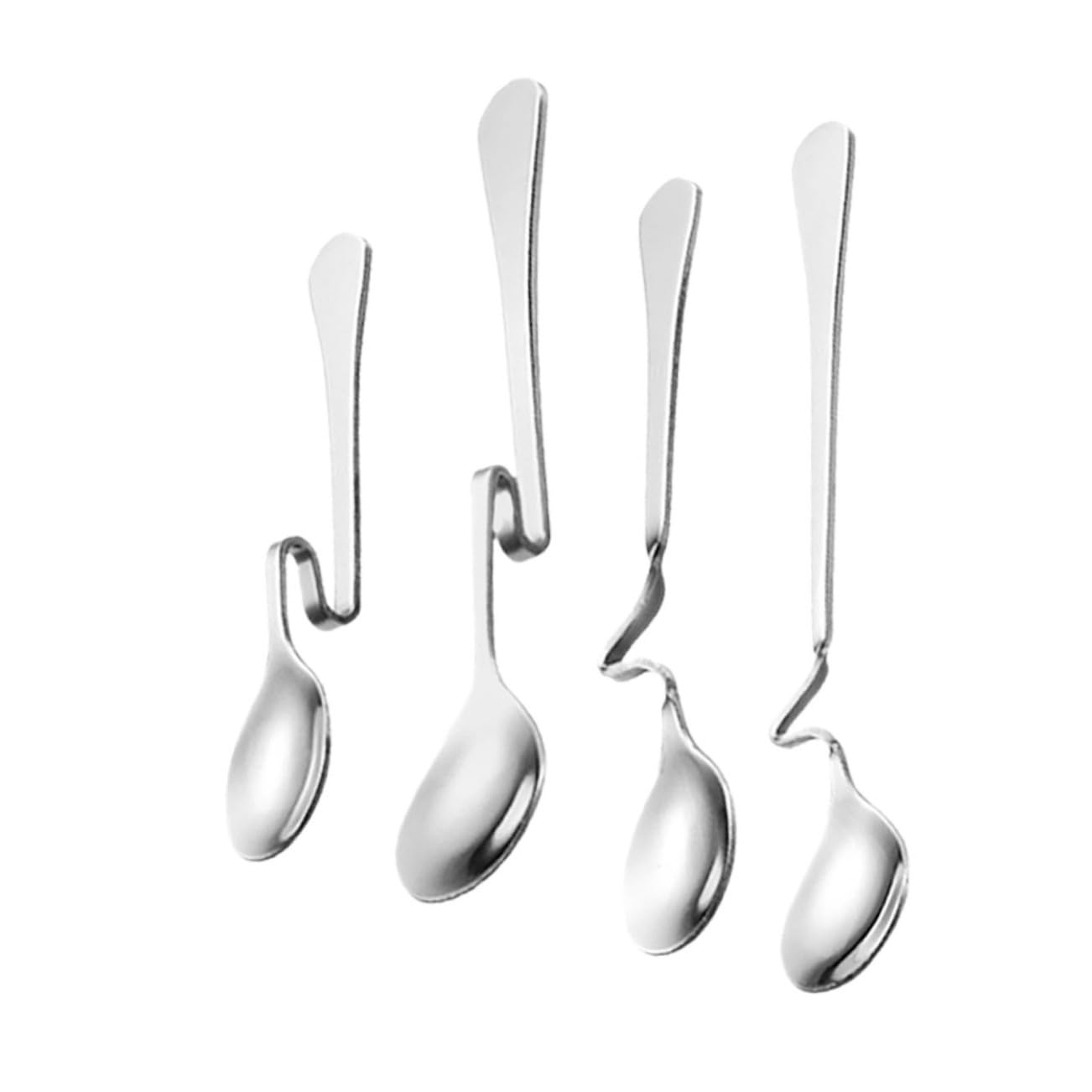 Cucharas de Café de Acero Inoxidable 4 Piezas Mango Curvo