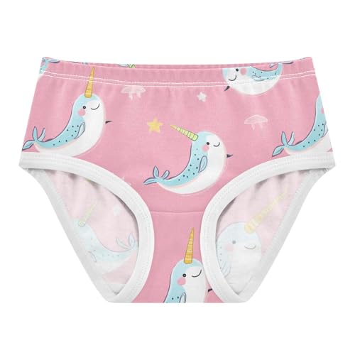 Wusikd Cute Narwhals Girls' Underwear Cotton Rainbow Horn Girls Briefs Soft Toddler Underwear 2T