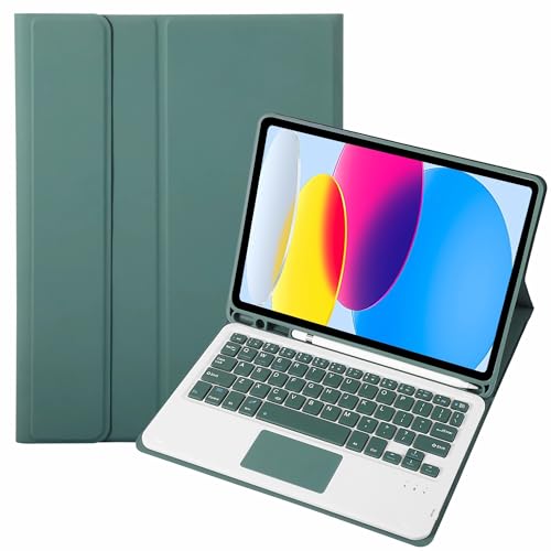 WxfTnix キーボードケース 対応機種 Ipad mini 第 6 世代 2021 8.3 インチ (番号: A2567、A2568、A2569), 取り外し可能なマルチタッチトラックパッドキーボード付きカバー, 内蔵ペンホルダー,Dark green