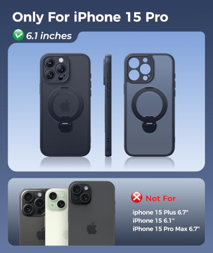 Image of FNTCASE for iPhone 15 Pro Case with 360 Spin Magnetic Stand Black