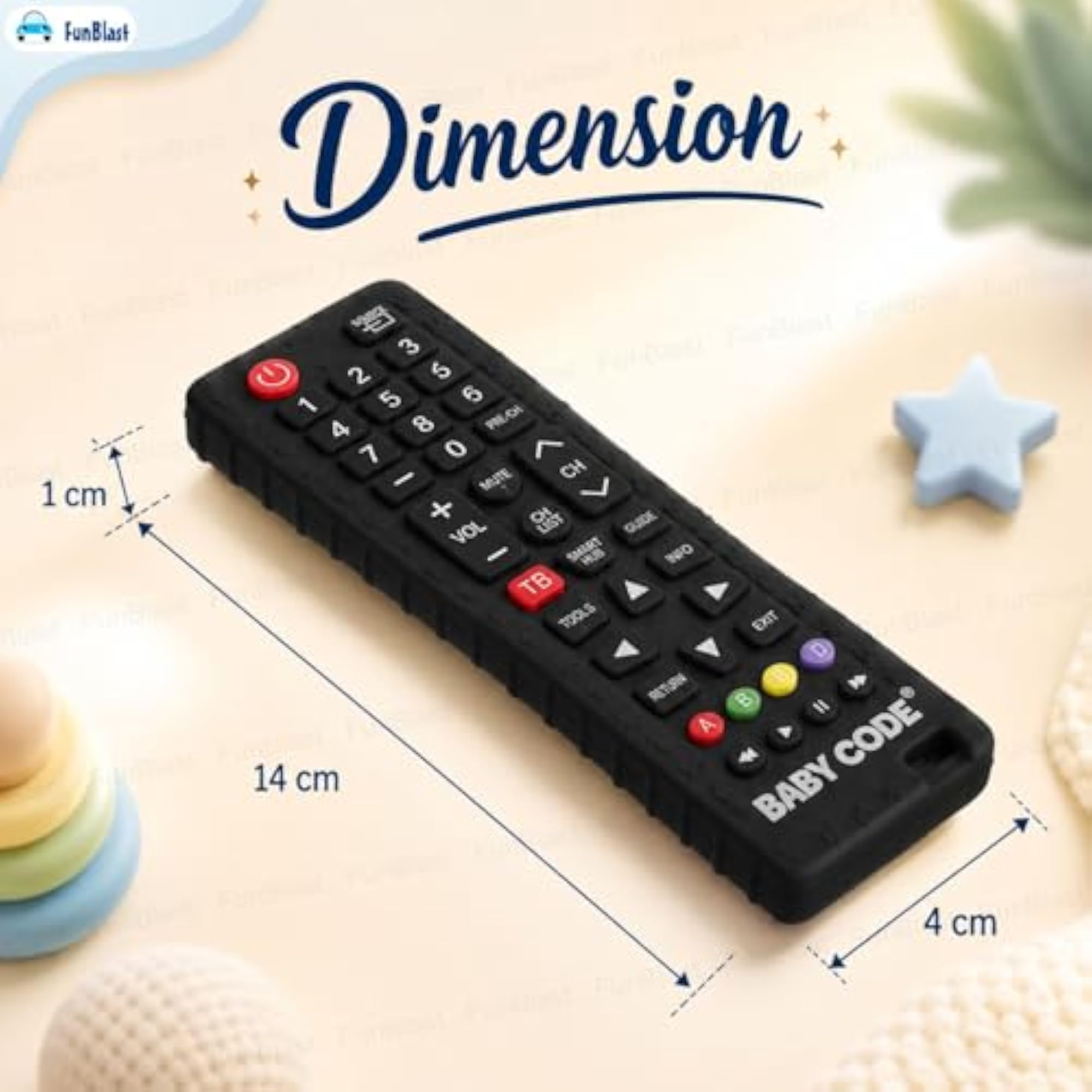 Silicone Remote Teether for Baby, 3+ Months