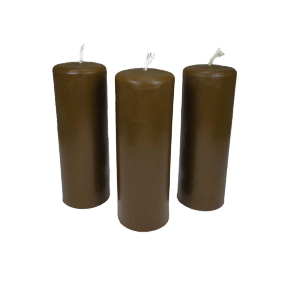 Nklaus Brown 3X Pillar Candles Rustic Height 95Mm Ø 34Mm Beeswax Drip Candles 36363