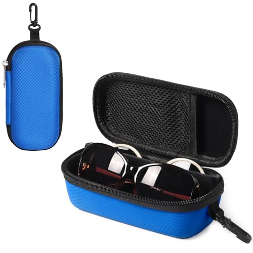 Image of Bukere Double Eyeglasses Case with Adjustable Slots, EVA Hard-shell Travel Dual Glasses Sunglasses Organizer for Men Women