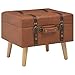 vidaXL Sgabello con Contenitore Poggiapiedi con Vano Portaoggetti Pouf Ottomana Bauletto 40 cm in Similpelle e Legno Massello Tanno