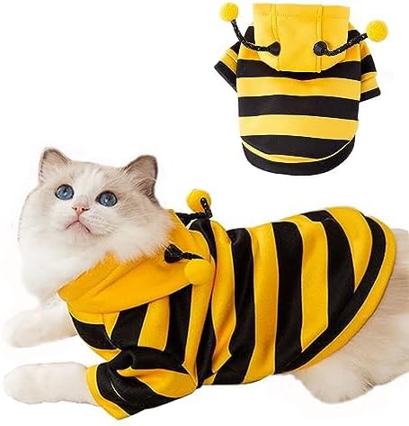Disfraz de Abeja para Perro Pequeño, Sudadera Amarilla con Capucha, Talla XL