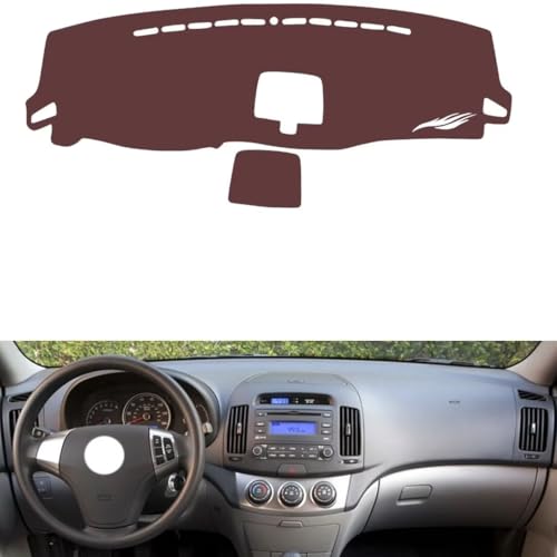 Leather Dash Board Cover mat Compatible with HyundaiHyundai I30 （Storage Box） ，Anti-Glare and dust Protector(Brown)