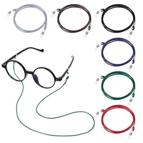 Qianyu 6 cintas para gafas de mujer, multicolor, ajustable, cadena para gafas de sol, correa para el cuello, antideslizante, soporte para gafas de lectura, gafas deportivas, carbón, 70