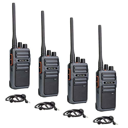 Retevis RB17 Walkie Talkies for Adults,Rechargeable 2 Way Radio with USB Charging,Durable Two Way Radios with 4400mAh Large Battery,Handsfree Emergency Alarm,for Fmaily Skiing Hunting Outdoor(4 Pack)