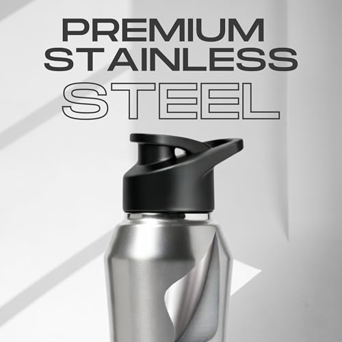 Image of Speedex Stainless Steel Water Bottle 1 Ltr, 1000 ml Metal Bottle For Daily, Office, School, Gym, Travel Use for Men, Women, Kids, Adults-Leak Proof Sipper Cap, BIS Approved, Silver, Set of 4
