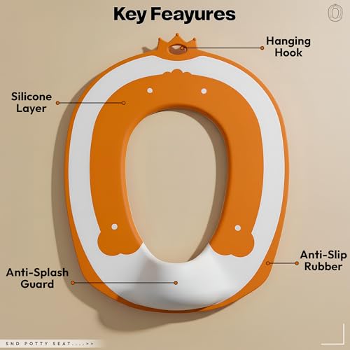 Image of StarAndDaisy Potty Seat /Chair for Kids 1-5 Years / 3-In-1 Baby Toilet Training Seat with Anti-Skip Pads, Removable Potty Pot, Potty Training Seat for Baby & Kids (Star Orange)