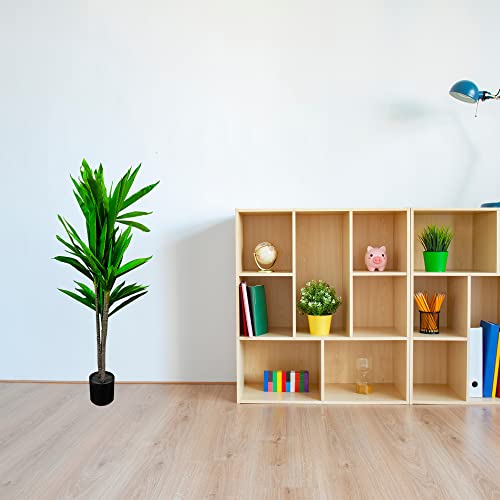 Image of Kayra Decor 4.5 Feet Silk Corn Plant - Tall Artificial Plant for Home Decor with Pot (Black)