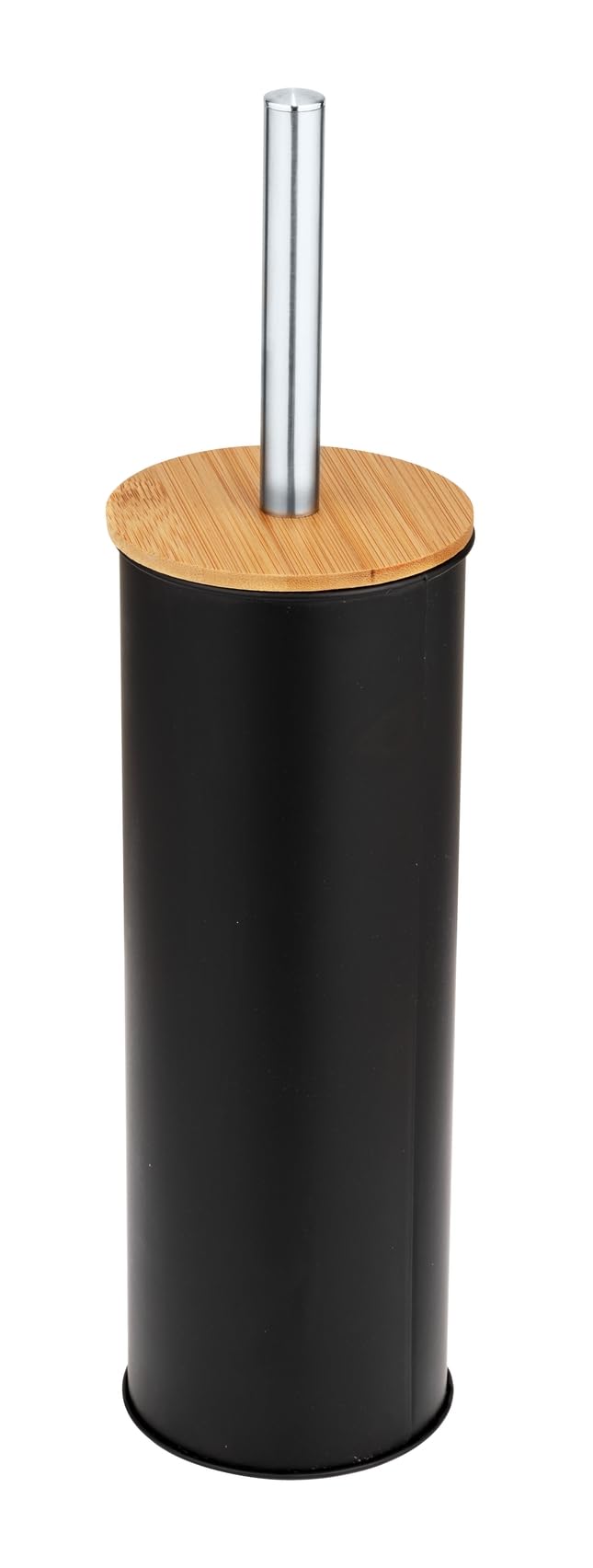 WENKO Tortona Closed Toilet Brush Made of Steel, Combined with Bamboo, Diameter 9.5 x 38.5 cm, Black, 9,5 x 38,5 x 9,5 cm - Image 2