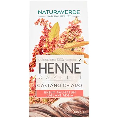 Naturaverde | Henna - Light Brown Colour, Hair Colour, Ammonia-Free Hair Tint, 100% Vegetable Hair Colour, Professional Hair Colour, 100 g Cover