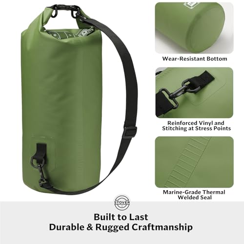 Image of 5 /10 /25 /30 /40L Waterproof Dry Bag, Medium Lightweight Roll Top Dry Bag Backpack w /Waterproof Phone Case, Kayaking, Travel, Hiking, Fishing, Tubing, Camping, the Beach, Men /Women (Green)