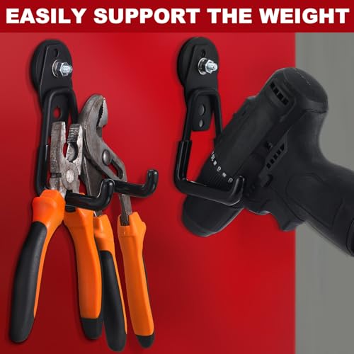 Image of Landhoow 4 Pcs Large Magnetic Hooks Heavy Duty Garage Magnet Hooks Strong Storage Utility Magnetic Hangers with Anti Slip Rubber Coating for Indoor and Outdoor Hanging (Black)
