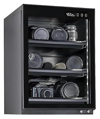 Digital Dehumidifying Dry Cabinet Features LED Temperature And Humidity Display, Built-in LED Light And Combination Lock, Safely Storing Camera Lenses And Electronic Equipment(40L)