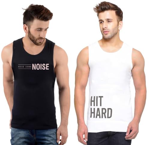 Image of hotfits Men's Quick Dry Workout Tank Top Gym Muscle Tee Fitness Bodybuilding Sleeveless T Shirt, Gym Vest- Pack of 2