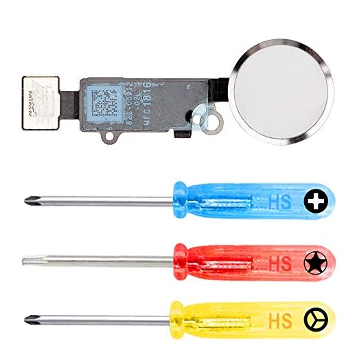 MMOBIEL Hemknapp kompatibel med iPhone 7/7 Plus (vit/silver) med flexkabel inkl. 3 x skruvmejsel
