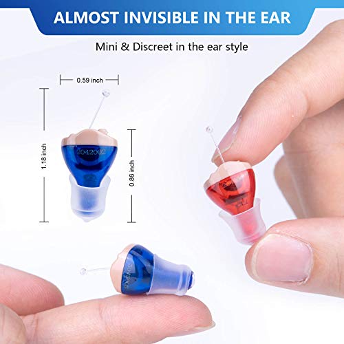Hearing Amplifiers For Seniors Adult Noise-Cancelling - Digital Voice Amplifier Elderly Listening Assistance Device, Itc Magic Ear Sound Amplifier Invisible Hearing Aid Cleaning Tool Included (Blue) #TOP2