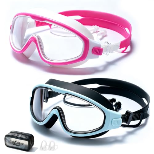 Image of Swim Goggles for Kids 6-12, Wide View Anti-Fog UV Protection No Leaking,Boys Girls Youth Swimming Goggles