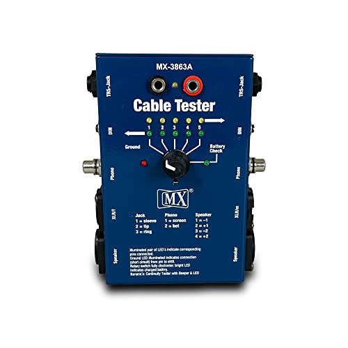 Image of MX Multi-Purpose Cable Tester | Portable Wire Checker for XLR, TRS, RCA, RJ45, USB Cables | LED Indicator Cable Analyzer for Studio & Field Use