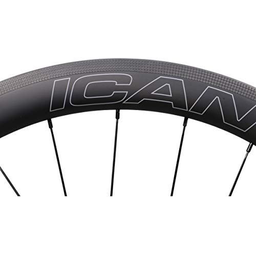 ICAN FL50 Carbon Road Bicycle Wheelset Clincher Tubeless Ready Rim Novatec AS511SB/FS522SB Hub Sapim CX Ray Spokes Only 1470g (Fast & Light Series) - Thumbnail 5